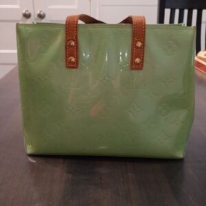 Louis Vuitton Monogram Vernis Green Tote Women's Bag Small